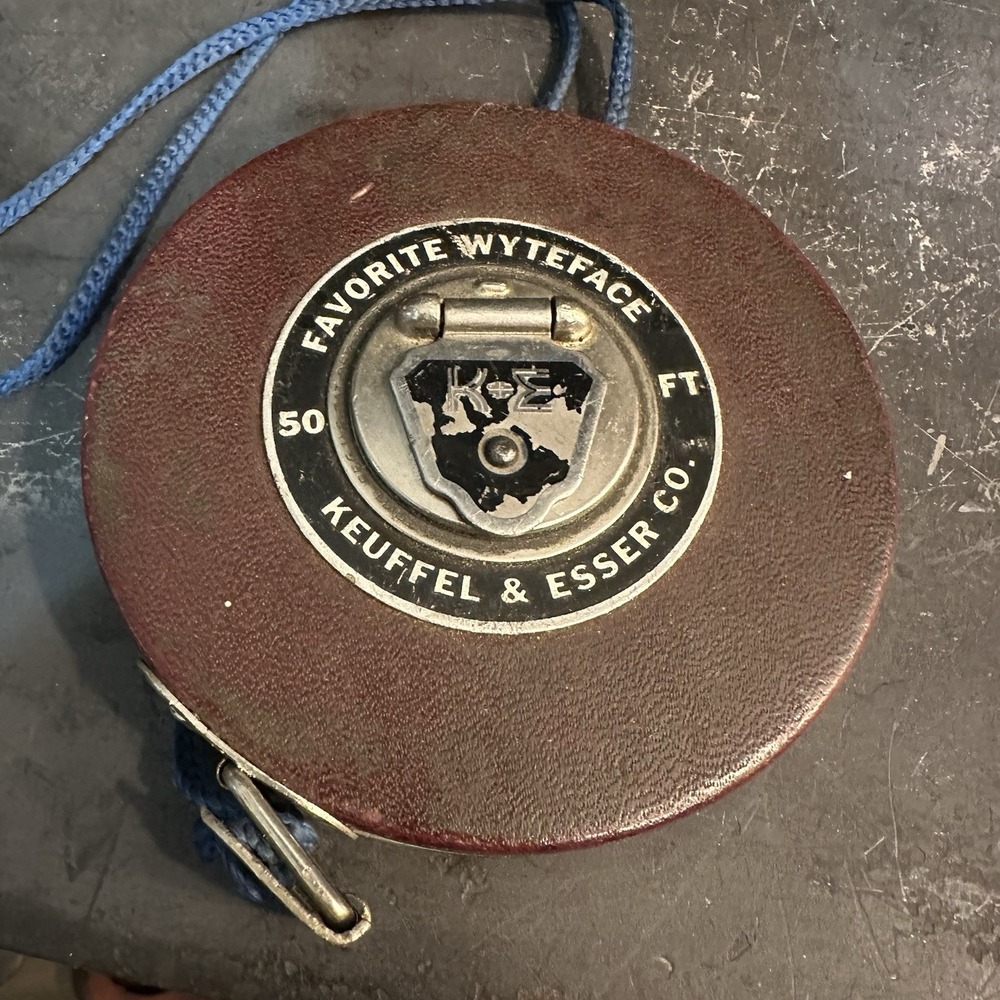 Vintage KEUFFEL & ESSER Favorite Wyteface Steel Tape Measure 50' Feet